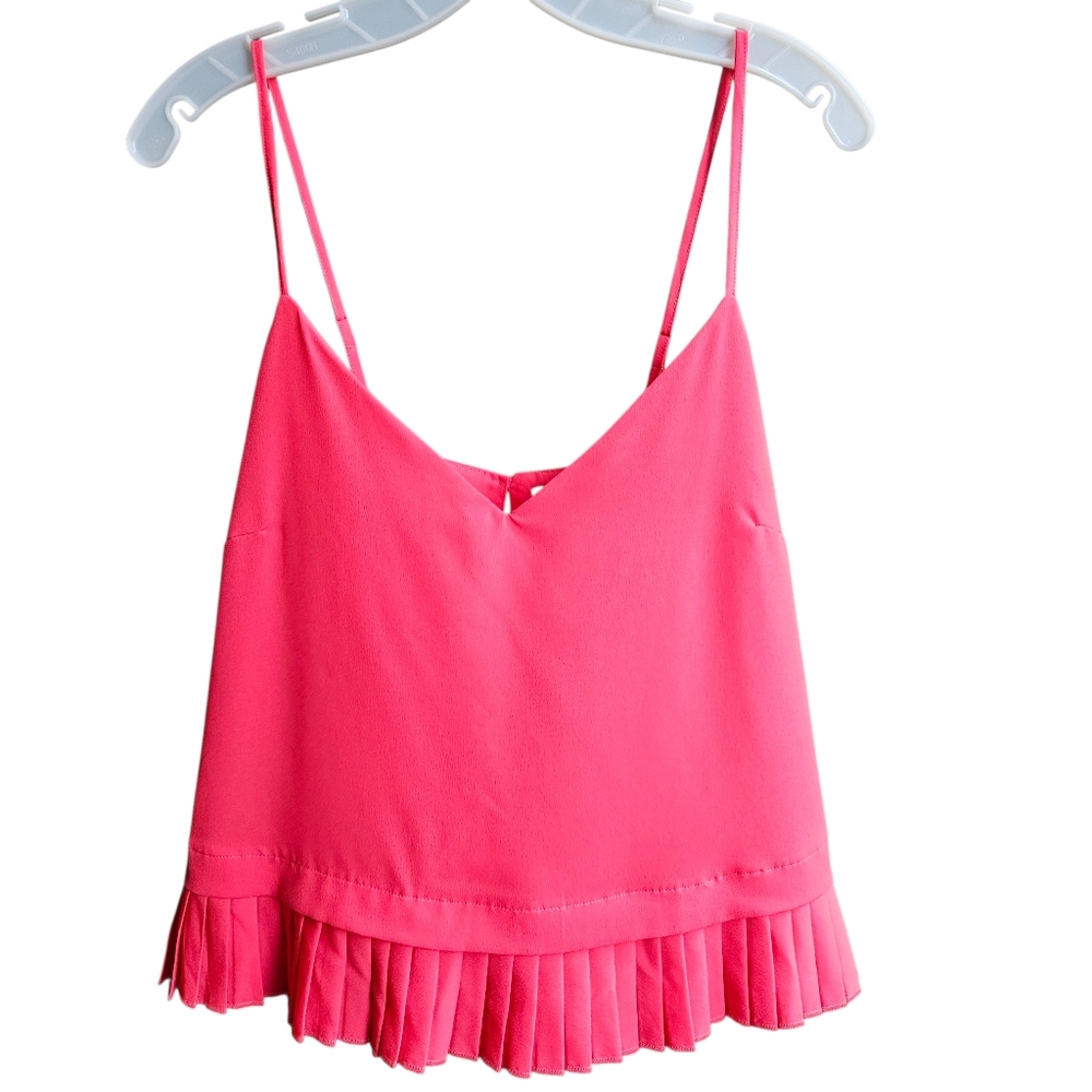 French Connection Pink Pleated Camisole Tank Top Timeless Elegance Size XL